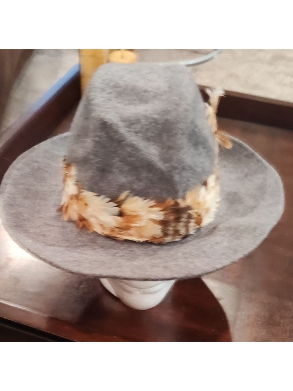 Tally Ho Gray Felt Fedora with Feather Trim